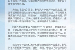 长城汽车：全面审视井持续强化内部价格合规管理体系建设