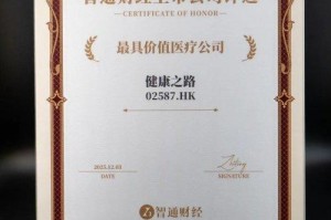 健康之路（02587.HK）获评“最具价值医疗公司”，“底层连接器”战略定位引资本市场关注
